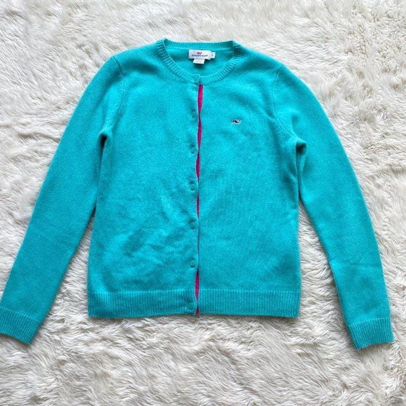 Vineyard Vines Womens Cardigan Sweater Size Small Lambswool Soft Warm Teal Mint - Picture 7 of 12
